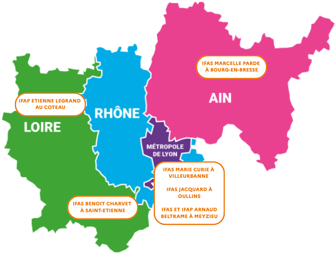 Carte IFA/IFAP Académie de Lyon